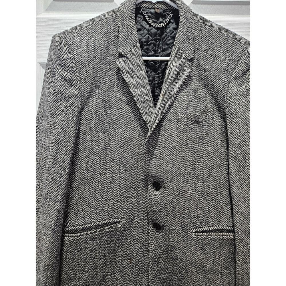 Burberry Men's Black Wool Tweed Suit Blazer Suit Jacket Size 52 - Picture 3 of 10